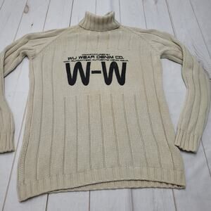 Vintage Wu Wear Wu-Tang cable knit turtleneck sweater oversized large logo